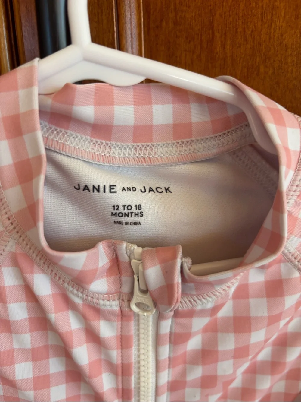 Janie and Jack Pink Gingham One-Piece Swimsuit